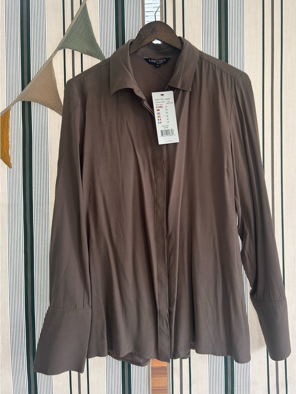 Lisette L of Montreal Molly (1054) taupe blouse NWT